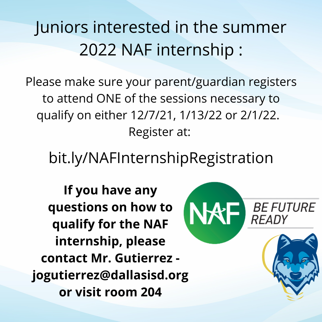  Juniors NAF Summer Internship